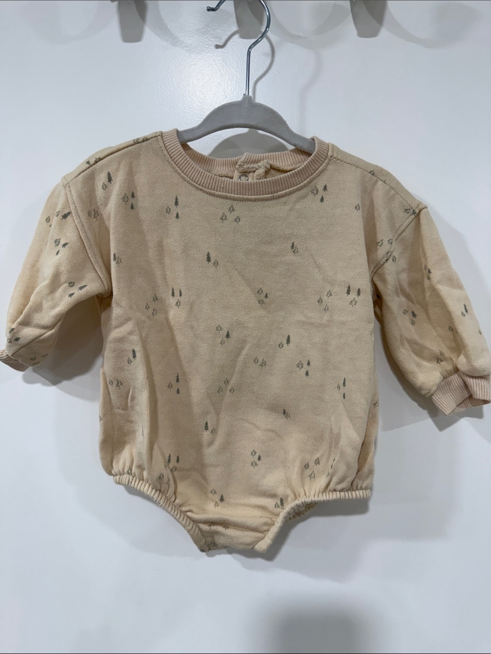 Grayson Mini Fleece Soft Yellow Baby Romper with Forest Print 3-6M